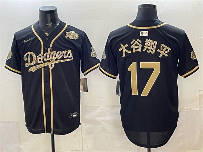 Men's Black Los Angeles Dodgers #17 大谷翔平 Military Appreciation Game Day Stitched Baseball Jersey